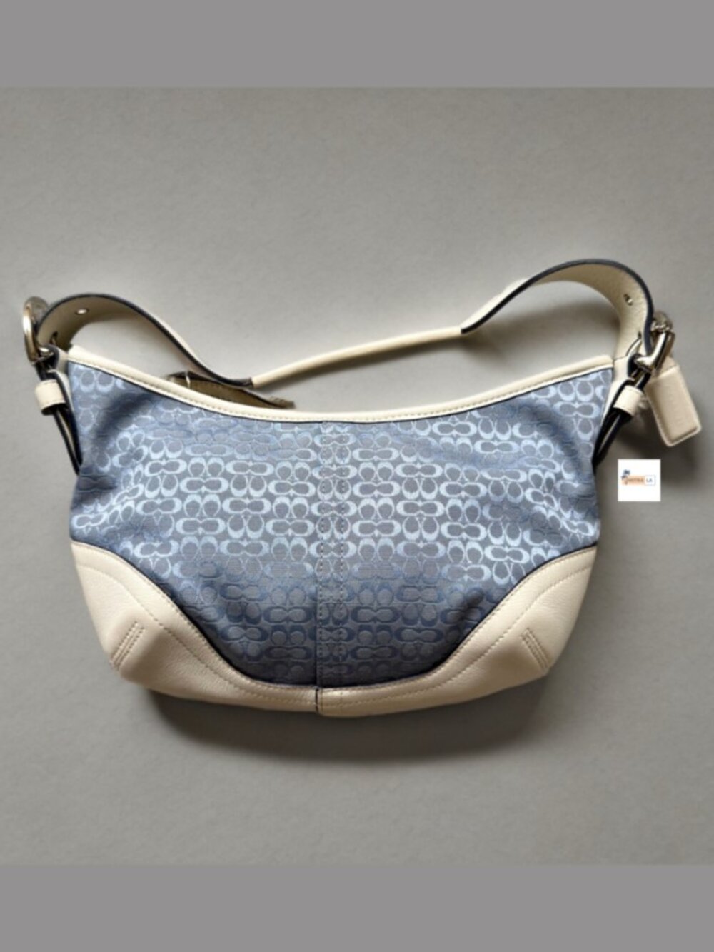 Coach Y2K Periwinkle Blue White Trim Signature Mini Soho Hobo Shoulder Bag 6351
